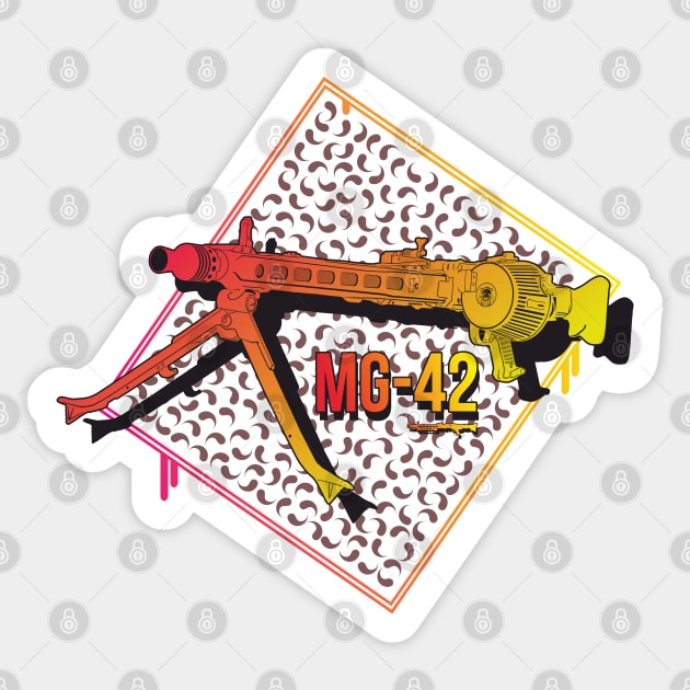 Colorful German MG-42 machine gun Sticker by FAawRay